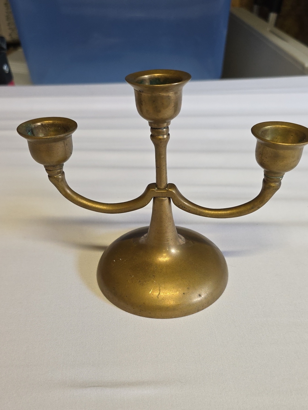 Vintage Brass 3-Arm Candelabra Candle Holder